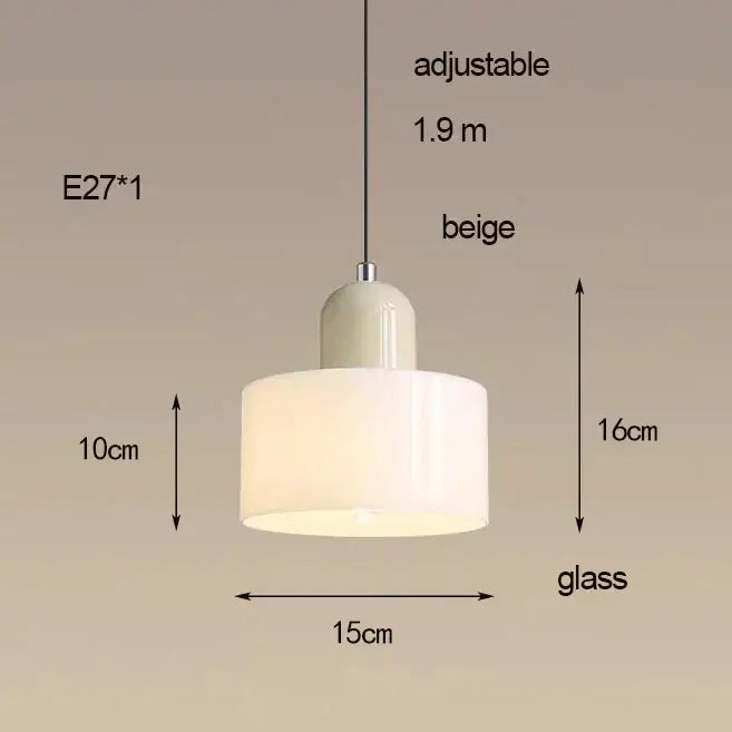 Beige glass chandelier with sleek cylindrical design and 1.9 meter adjustable hanging length nordic glass chandelier