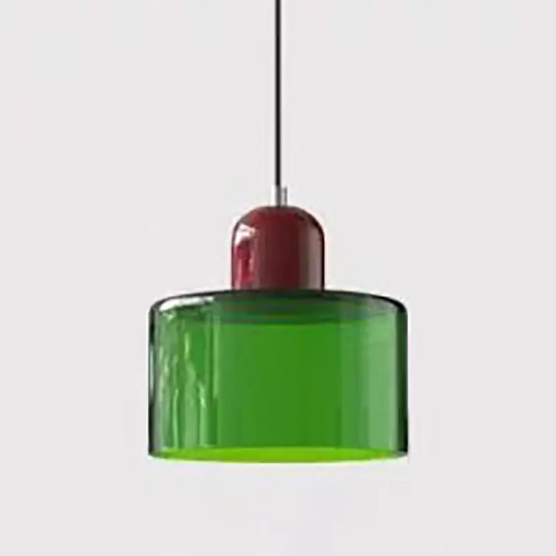 Green glass pendant light with red metallic top nordic glass chandelier ideal for bedroom and bar lighting