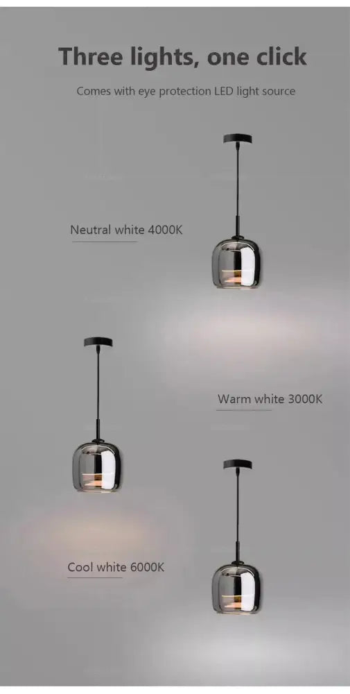 Modern luxury nordic glass led pendant chandelier with sleek minimalist design and three color temperature options