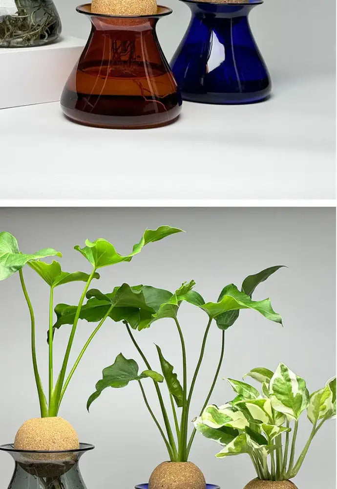 Amber glass vase with cork stopper DecorBites™ nordic glass vase for home decor small transparent vase
