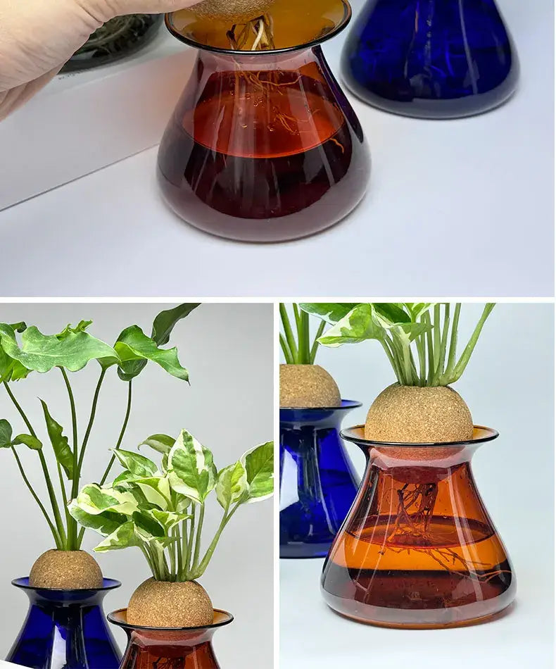 Amber-colored decorbites™ nordic glass vase with cork top, small transparent glass vase for stylish home decor