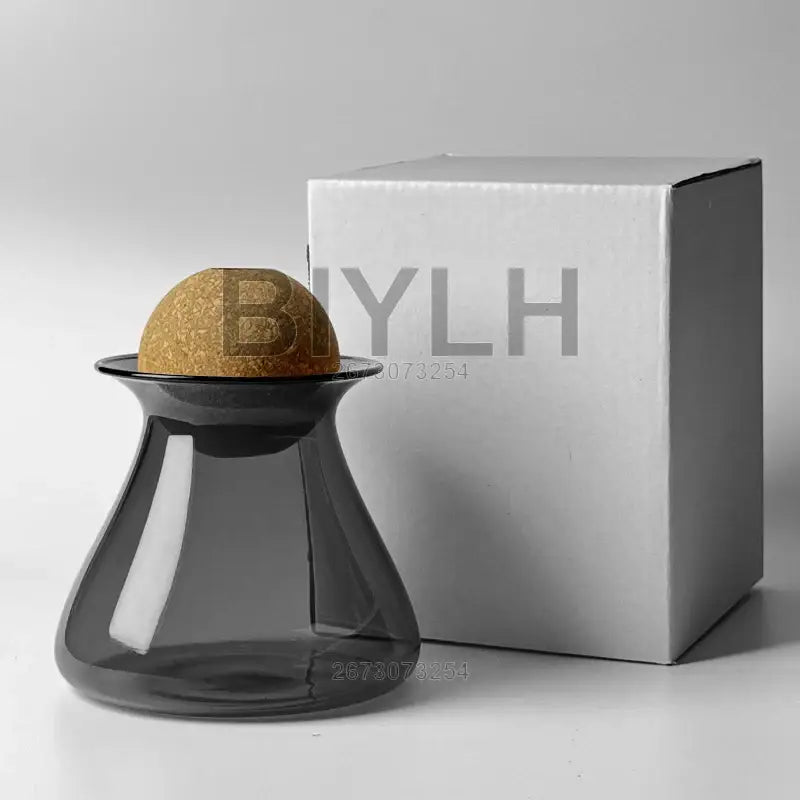 Dark gray glass vase with natural cork stopper nordic glass vase for elegant home decor by DecorBites