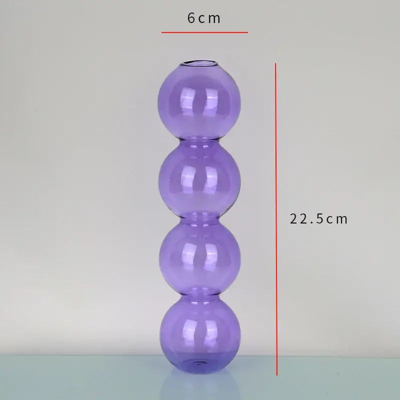 Translucent purple nordic glass vase with four stacked spherical sections from decorbites home decoration gift collection