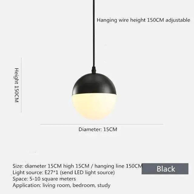 Black spherical pendant light with matte finish and warm glow for nordic industrial kitchen pendant lighting decorbites