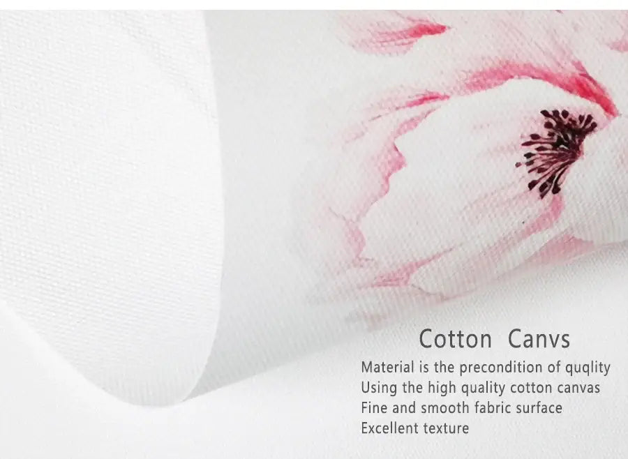 Decorbites™ nordic landscape canvas print set with white cotton canvas featuring a delicate pink flower design