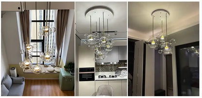 Decorbites™ Nordic LED bubble chandelier with warm glass bubbles and metallic fixtures for living room and dining room decor led lighting