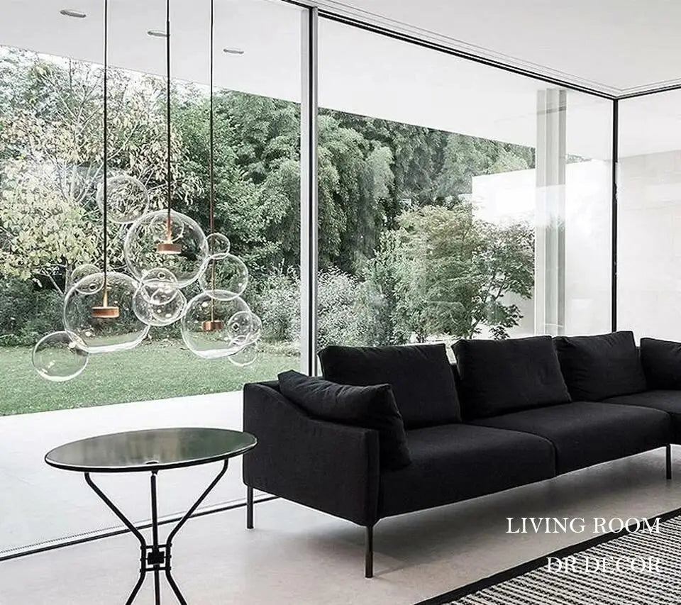 Decorbites nordic led bubble chandelier with clear glass bubble pendant lights and copper-toned metal fixtures