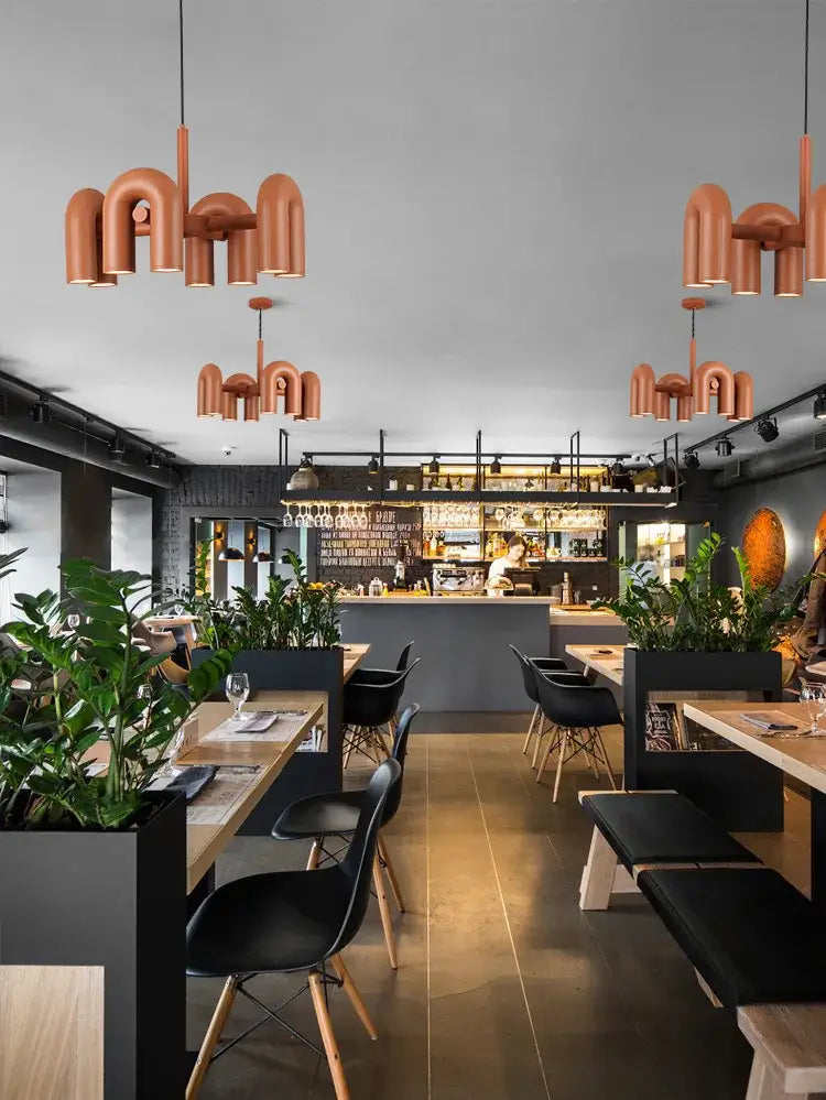 Copper-colored modern geometric decorbites™ nordic led ceiling chandelier for stylish home decor lighting