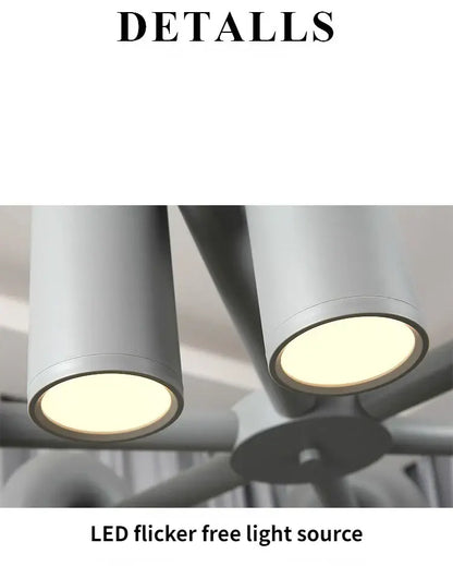 DecorBites Nordic led ceiling chandelier with sleek silver cylindrical design and warm even illumination for modern homes