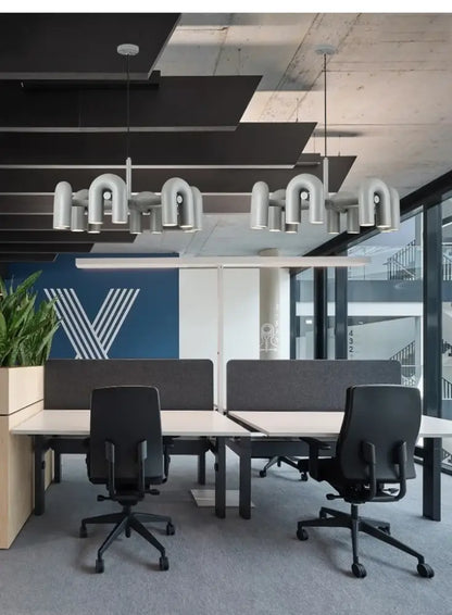 Modern industrial-style decorbites™ nordic led ceiling chandelier with metallic silver u-shaped pipe design for modern home