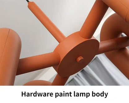 Terracotta matte hardware painted lamp body with geometric industrial design in decorbites™ nordic led ceiling chandelier