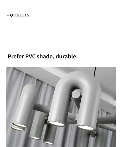 Modern decorbites™ u-shaped led ceiling chandelier with matte gray pvc shade and minimalist design for modern home