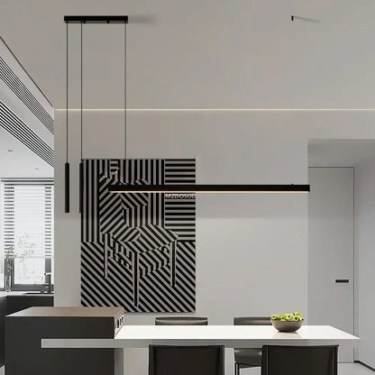 Black linear led chandelier with sleek minimalist design by decorbites nordic led chandelier for home lighting