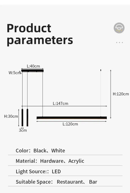 DecorBites™ nordic led chandelier in black and white with acrylic design ideal for restaurant or bar lighting