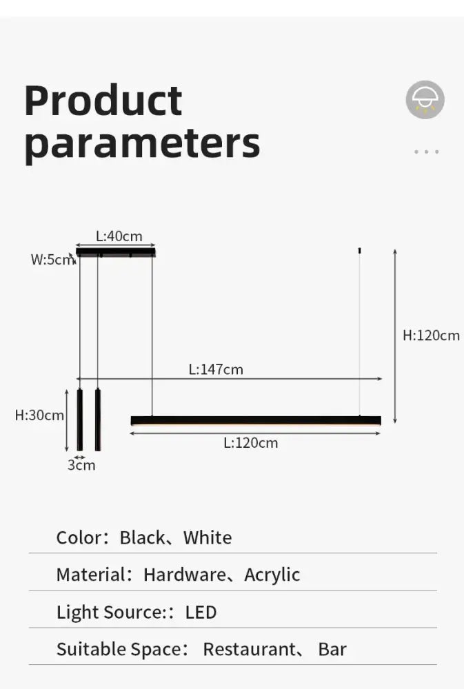 DecorBites™ nordic led chandelier in black and white with acrylic design ideal for restaurant or bar lighting