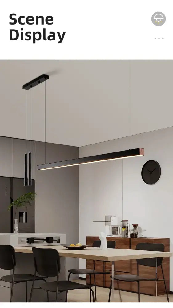DecorBites™ nordic led chandelier with modern black linear pendant and warm-toned accent for home lighting