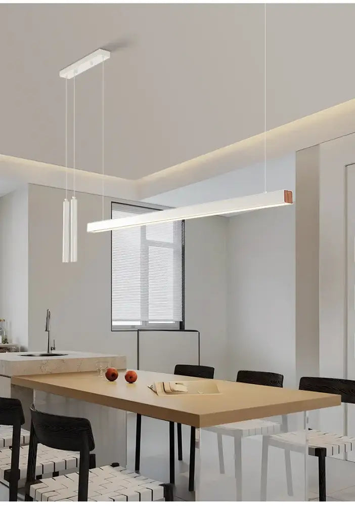 Modern minimalist DecorBites™ nordic led chandelier with sleek white rectangular design and subtle copper accents for home lighting