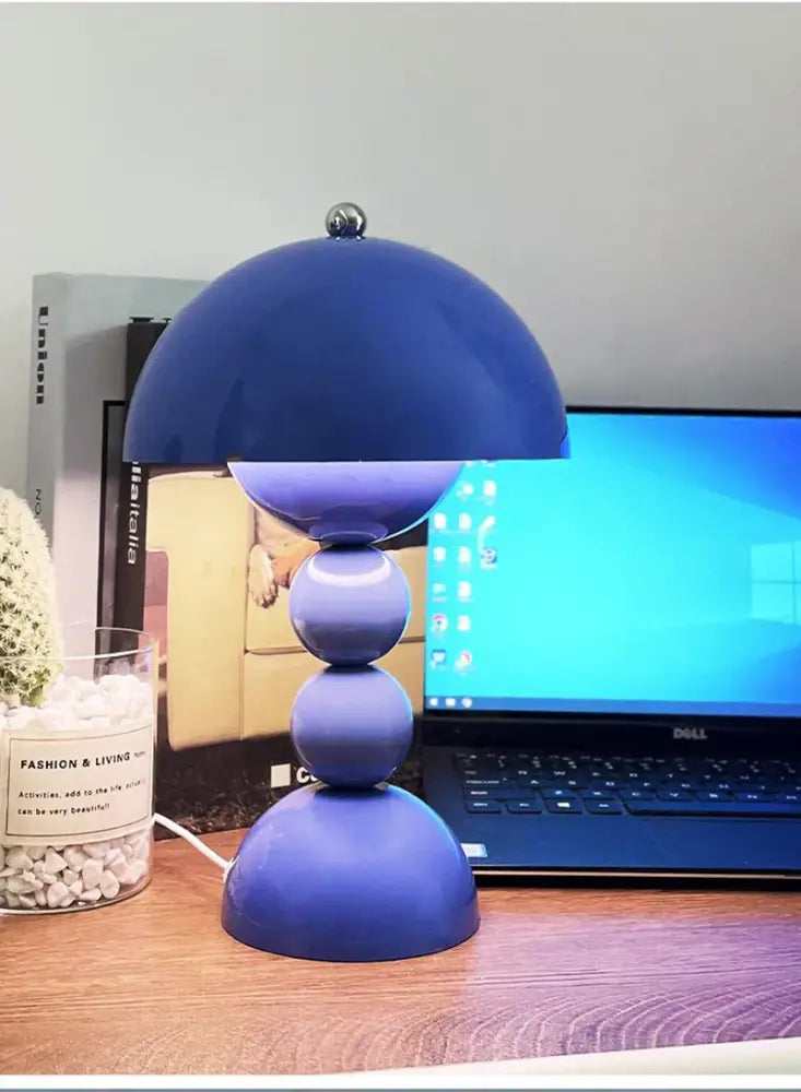 Vibrant blue nordic led table lamp with stacked spherical segments usb dimmable for bedroom and desk lighting