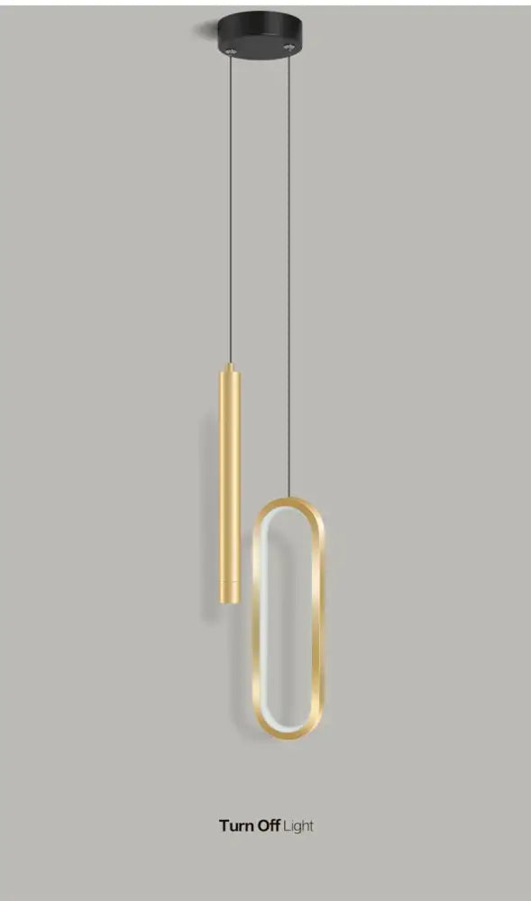 Modern minimalist decorbites™ nordic led pendant light with gold geometric shapes and black ceiling mount