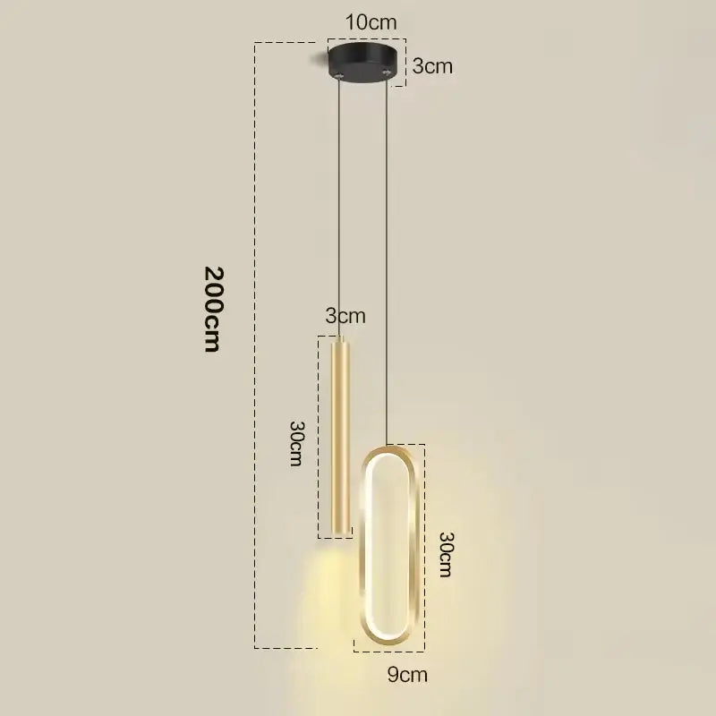 DecorBites Nordic led pendant light with a sleek gold metal frame and oval diffuser for modern home decoration