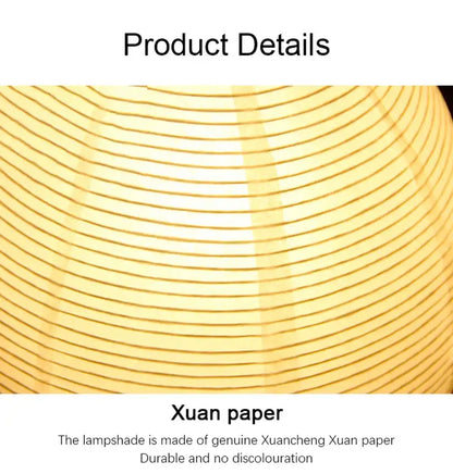 Decorbites™ nordic led table lamp with warm golden-yellow xuancheng xuan paper shade and concentric ridges for home decor