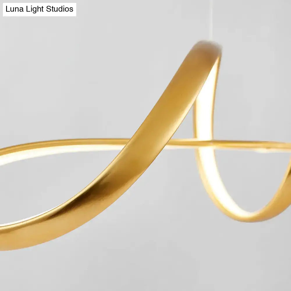 Gold plated twist decorbites nordic metal led suspension lamp with sleek curved design for restaurant island lighting