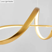 Gold plated twist decorbites nordic metal led suspension lamp with sleek curved design for restaurant island lighting