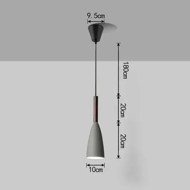 DecorBites™ nordic minimalist pendant light with matte gray conical shade and copper rod for kitchen island lighting