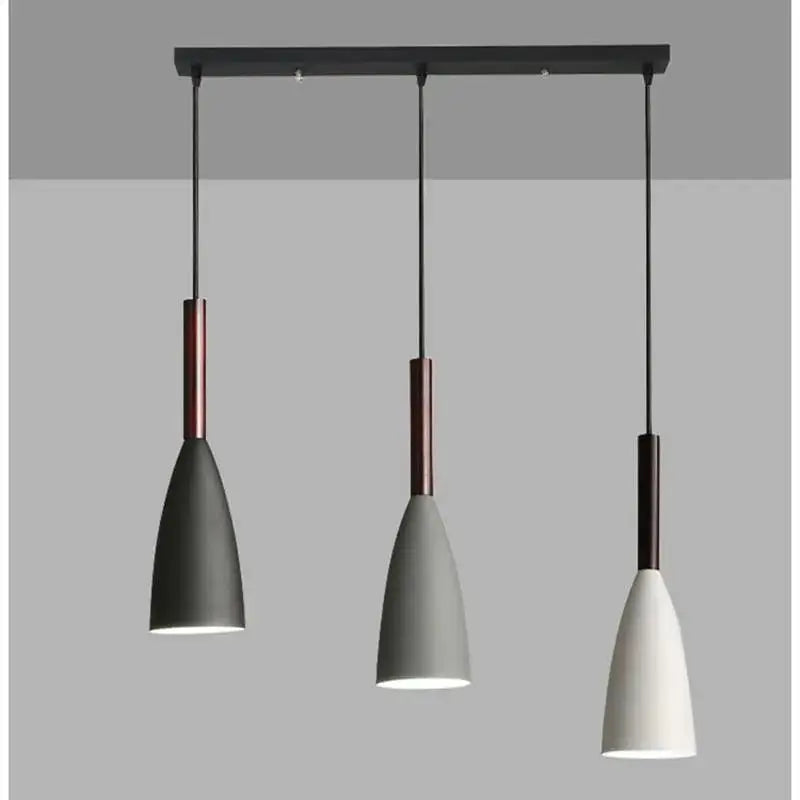 Modern decorbites™ nordic minimalist pendant light with matte black gray and white shades and copper stems for kitchen island