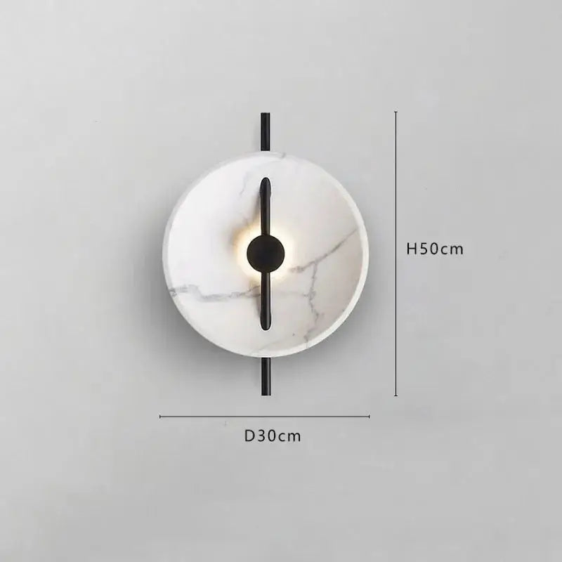 Decorbites™ nordic modern wall sconce with white marble and black metal accent featuring a central light fixture modern wall sconce