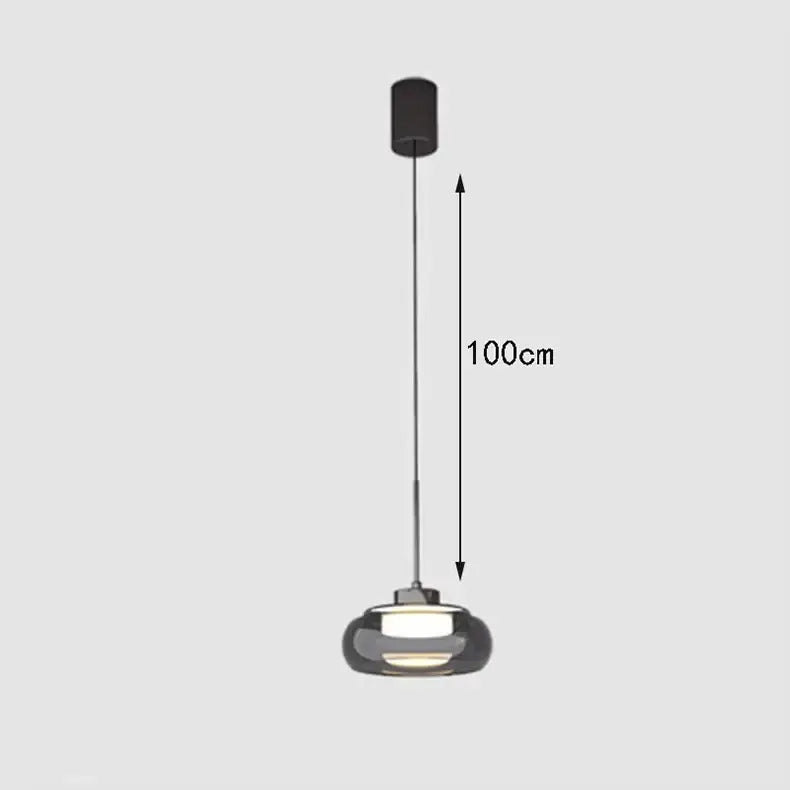 DecorBites™ Nordic pendant lamp with black mount, metallic rod, and warm white chrome glass globe for dining rooms
