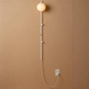 Decorbites™ nordic white spherical globe wall lamp sconce with minimalist pole design plugged into outlet