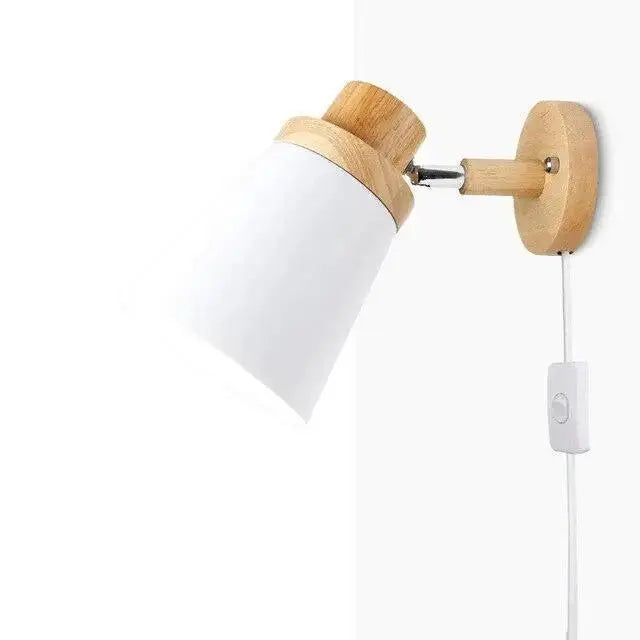 Decorbites™ nordic plug in wall sconce moah nordic wall sconce with white matte cylindrical shade and light wood accents