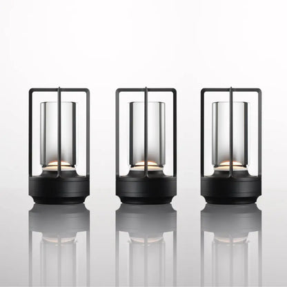 Three sleek black decorbites nordic rechargeable table lamps with transparent glass and minimalist metal frames