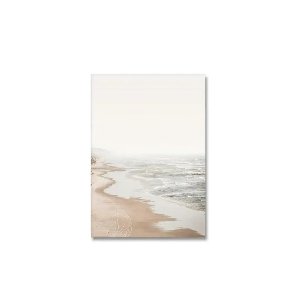 Beige and gray nordic seascape canvas wall art set by decorbites featuring coastal landscape design for home decor