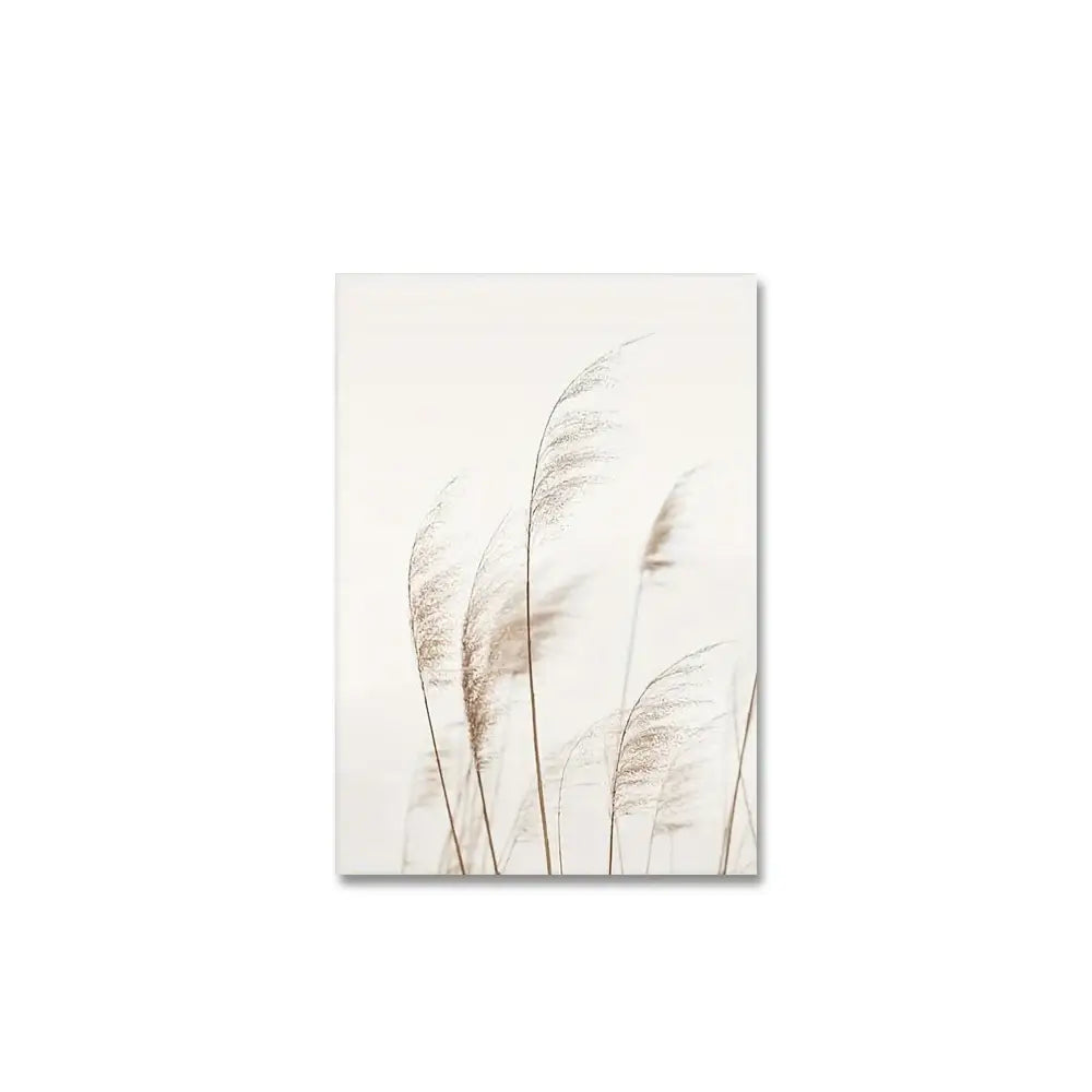 Decorbites™ nordic seascape canvas wall art featuring minimalist beige reeds on an off-white background