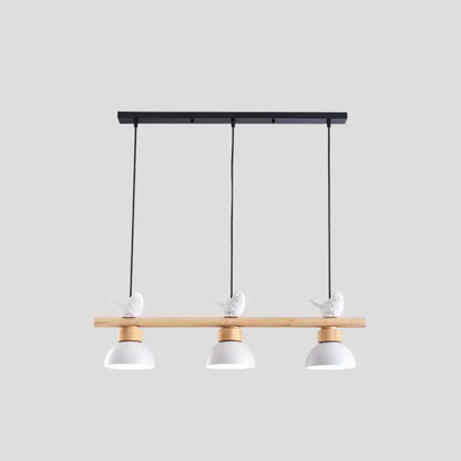 Decorbites nordic style 3-light wood bowl pendant lamp with metal shades black bar natural wood and e26 e27 bulb base