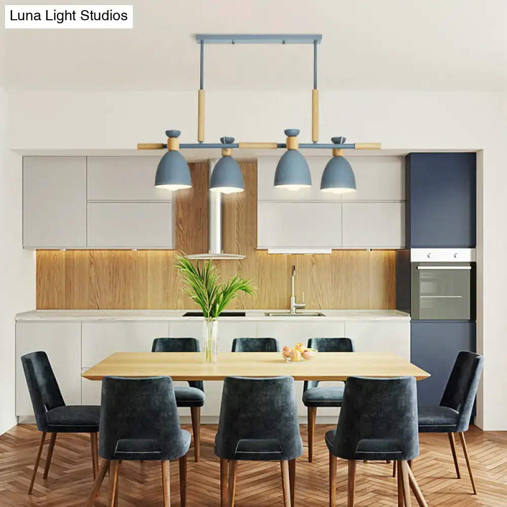 Modern blue decorbites nordic style island linear pendant with wooden accents lights island linear 220v-240v 110v-120v