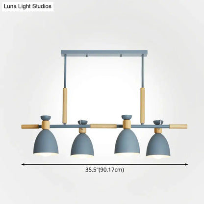 Modern gray and wood-toned decorbites nordic style island linear pendant with 4 metal lights for 220v-240v use