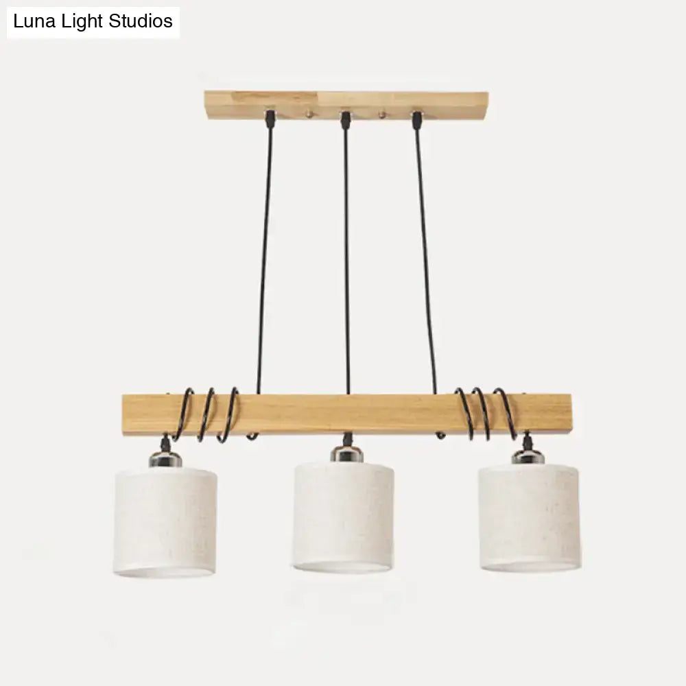 Decorbites nordic style led hanging light with wooden frame three white cylindrical shades and black cords for dining areas
