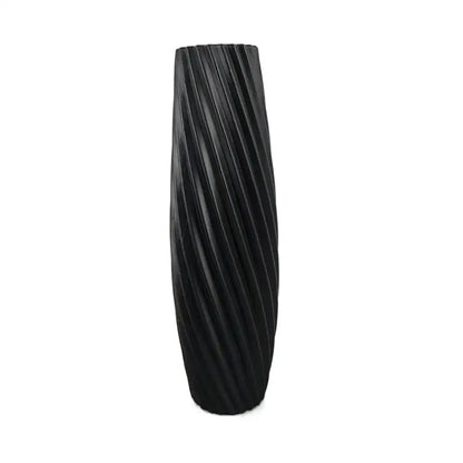 Black tall decorbites™ nordic style plastic flower vase with sleek twisted ribbed design for home decor
