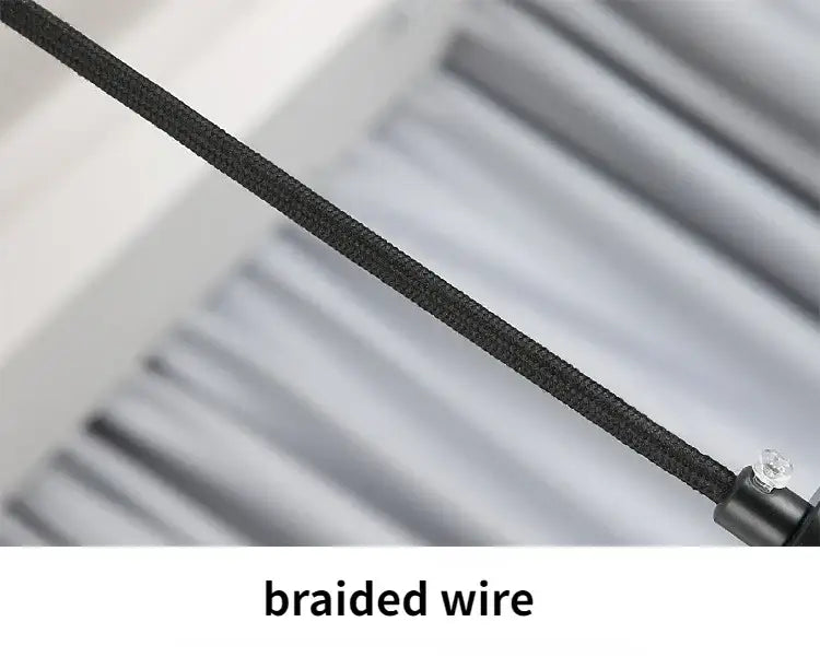 Decorbites™ nordic u shape led ceiling chandelier with black braided wire and clear faceted crystal accent
