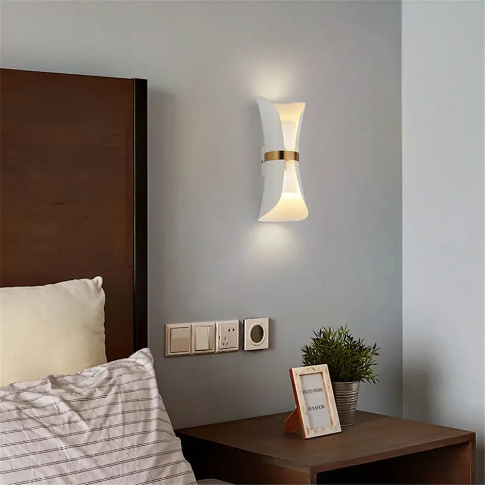 Modern white wall lamp with gold accent band from decorbites nordic wall lamp collection