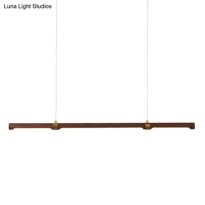 Decorbites™ nordic wood island pendant led strip light in brown featuring a sleek wooden body with brass accents