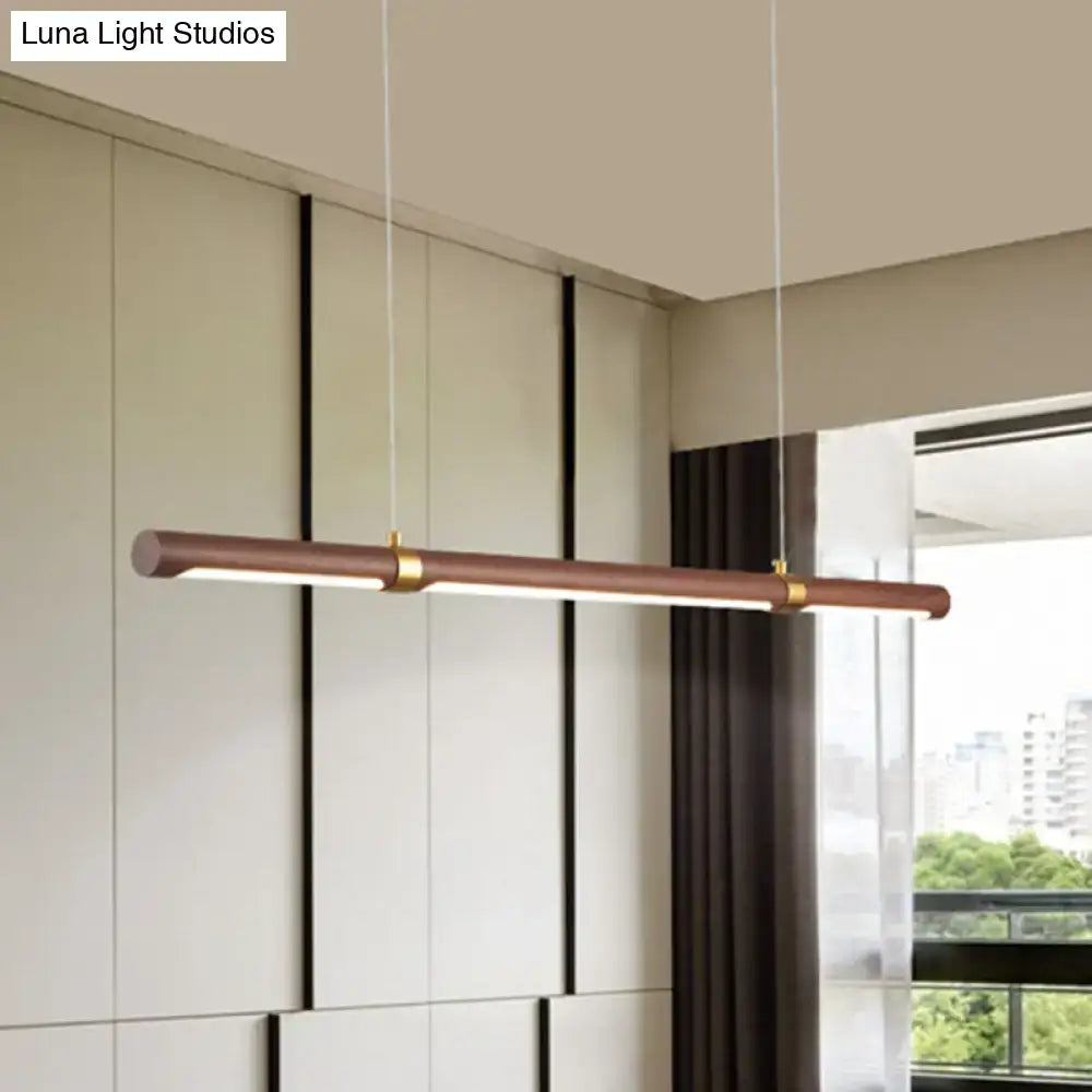 DecorBites™ nordic wood island pendant light in brown with copper finish and gold-toned accents for dining table use