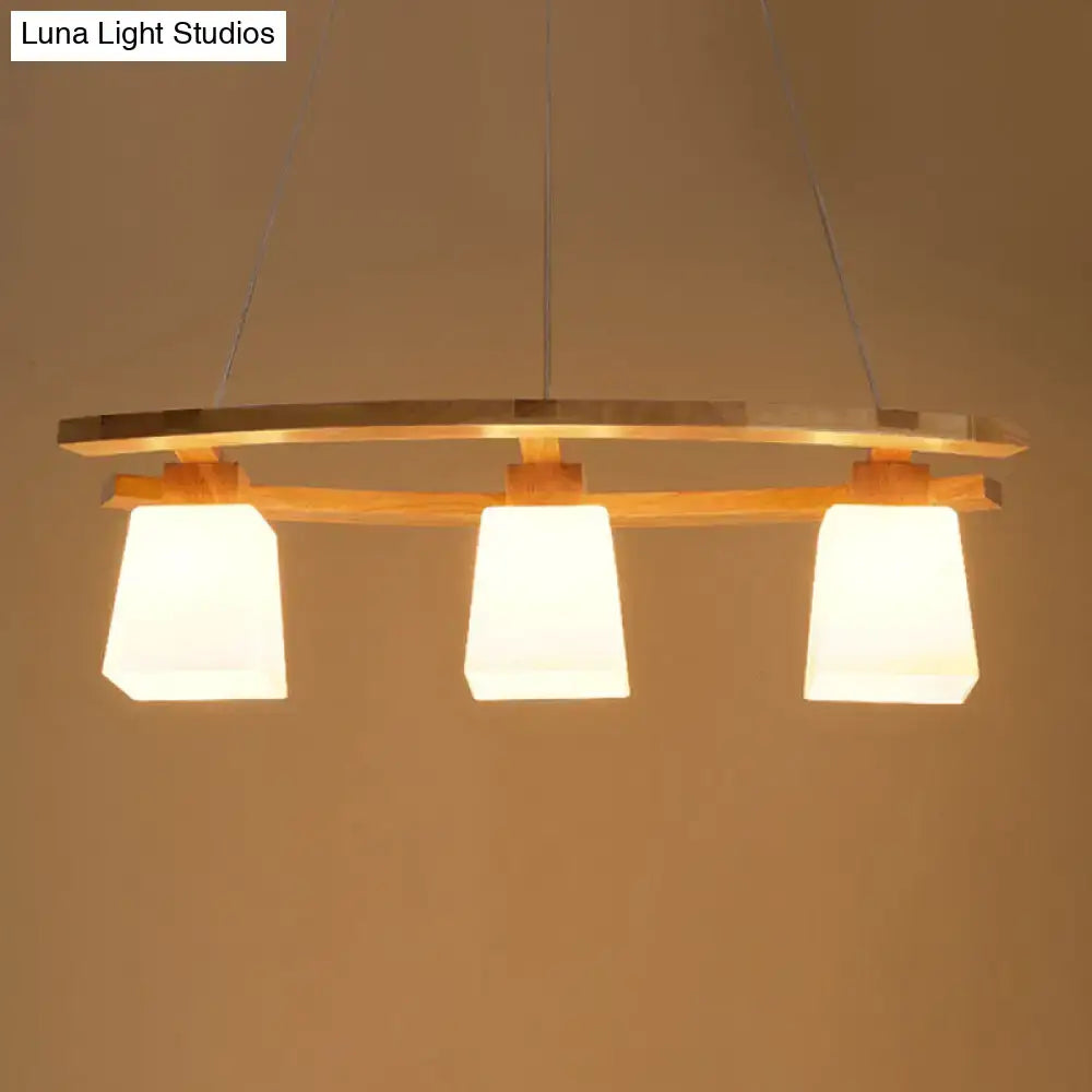 Decorbites™ nordic wood pendant light with three warm white frosted glass lampshades for dining table 220v-240v 110v-120v compatible