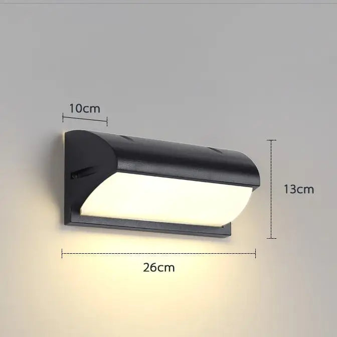 Decorbites™ black led porch light with sleek curved design and warm white illumination for outdoor use