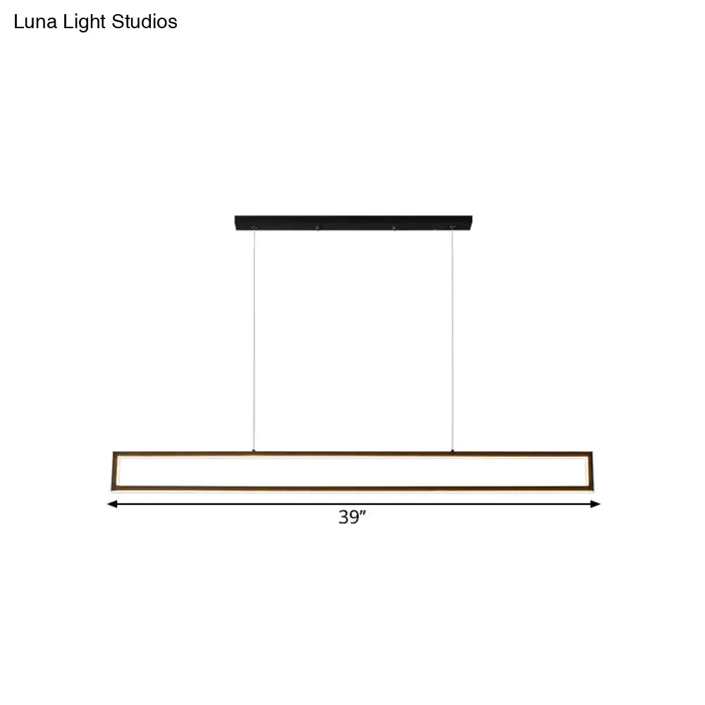 DecorBites™ oversized 39-inch led island pendant light with aluminum black ceiling and warm natural light frame