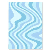 Rectangular wall art with smooth flowing wavy lines in light and pale blue from decorbites pastel abstract flower wall art prints