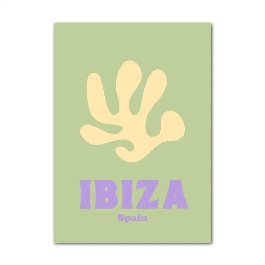 Minimalist rectangular wall art print featuring a pastel abstract flower handprint in pale yellow on mint green background for home decor